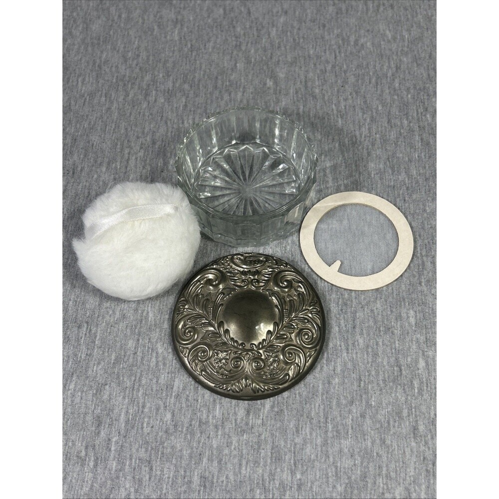 Vintage Ornate Victorian Silver Plate & Glass Vanity Powder Jar or Trinket Box - Picture 8 of 16